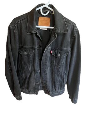 Levi’s Premium Vintage Fit Trucker Jacket Men’s M Black Big E Soft Fade